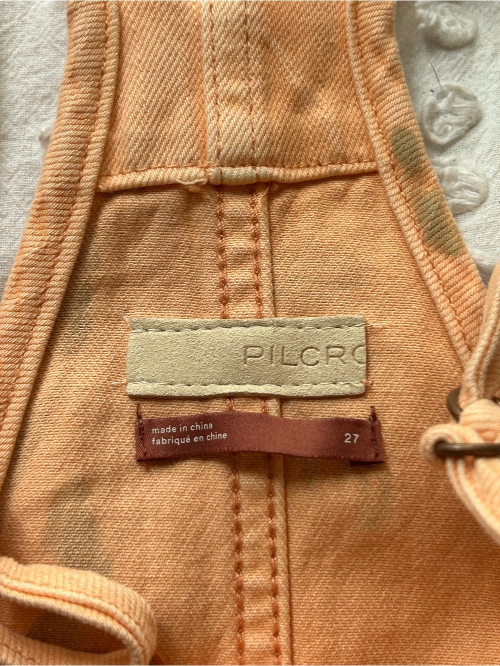 Anthropologie Pilcro Orange Paint Splatter Denim Overalls/Shortalls - Picture 4 of 8